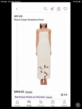 Leo Lin Rayna Crepe Strapless Dress in Cream, Medium